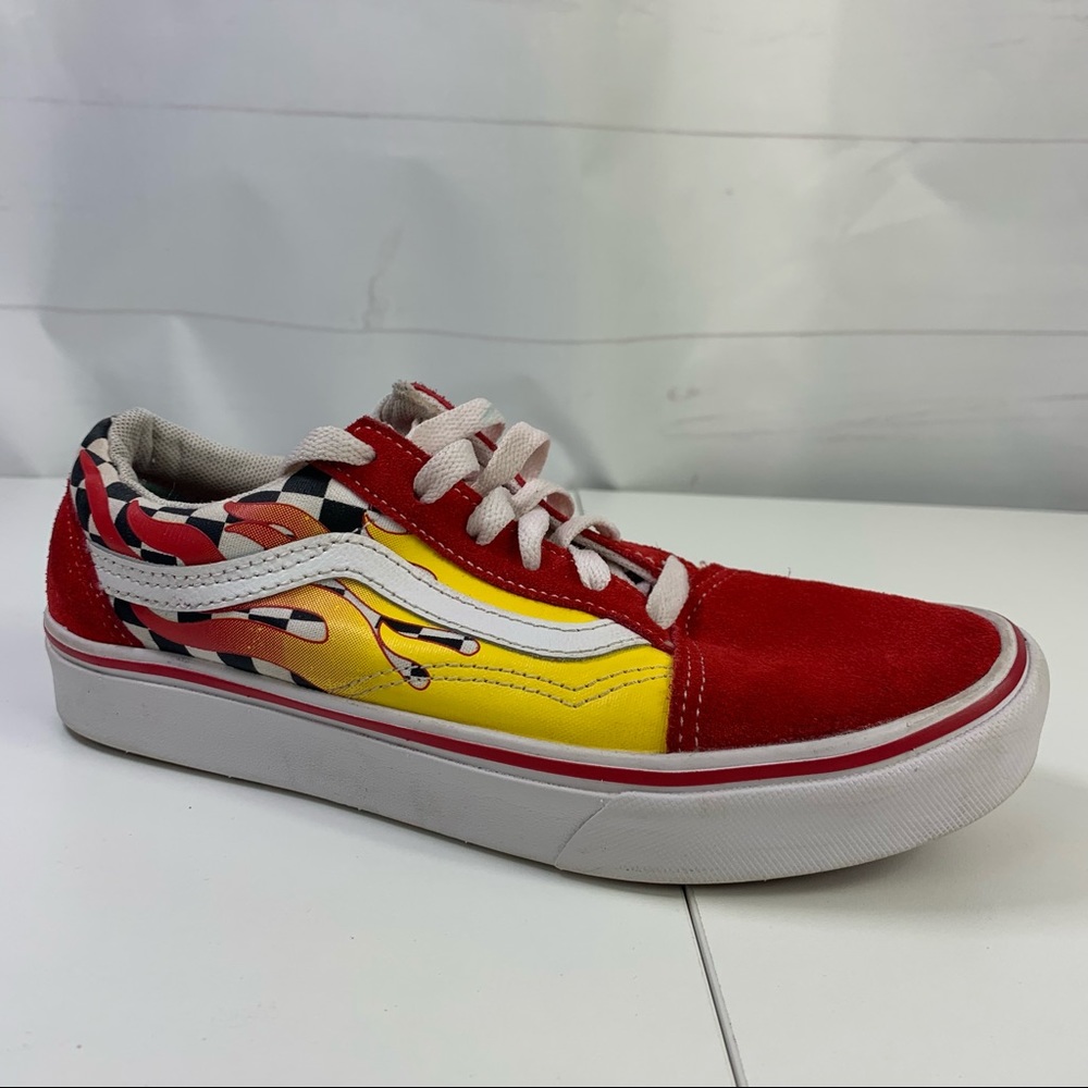 Vans Old Skool Flame Checkerboard Kid Shoes 4.5